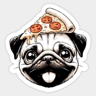 Pug Dog Eating Pizza Sticker